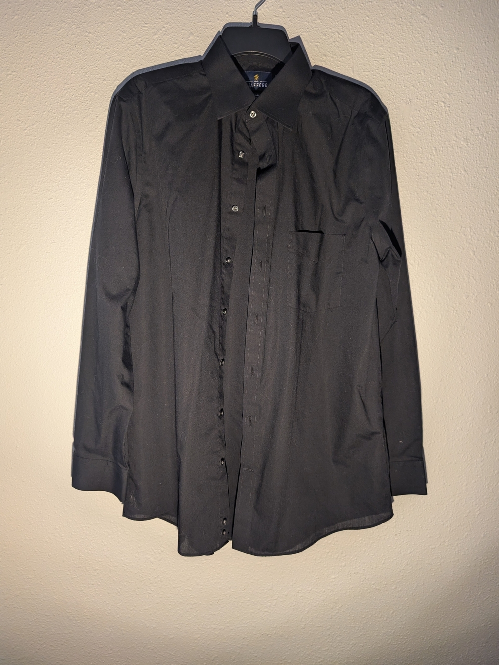 Black Men's Dress Shirt - Classic Button-Down 16 1/2 32-33 Stafford Travel